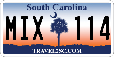 SC license plate MIX114