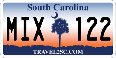 SC license plate MIX122
