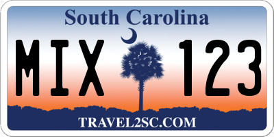 SC license plate MIX123