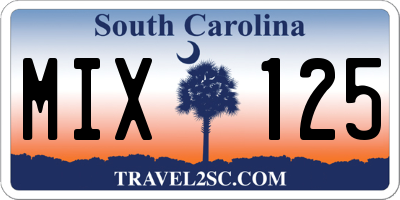 SC license plate MIX125