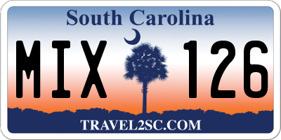 SC license plate MIX126