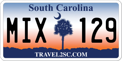 SC license plate MIX129