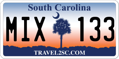 SC license plate MIX133