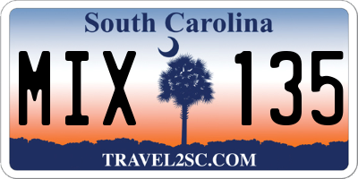 SC license plate MIX135