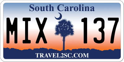 SC license plate MIX137