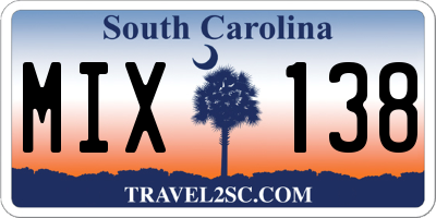 SC license plate MIX138