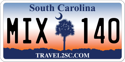 SC license plate MIX140