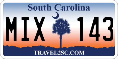 SC license plate MIX143