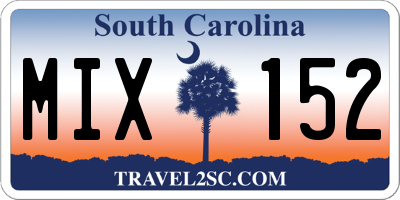 SC license plate MIX152