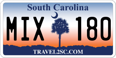 SC license plate MIX180