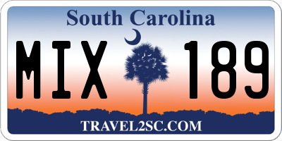 SC license plate MIX189