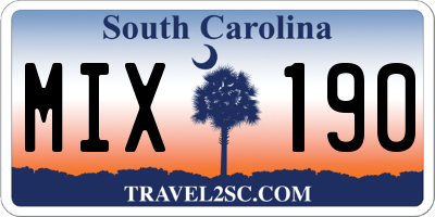 SC license plate MIX190