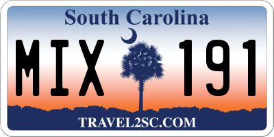 SC license plate MIX191