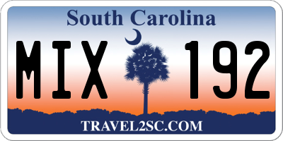 SC license plate MIX192