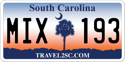SC license plate MIX193
