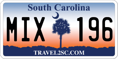 SC license plate MIX196