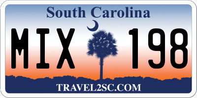 SC license plate MIX198