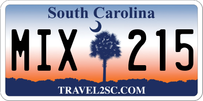 SC license plate MIX215