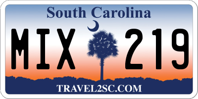 SC license plate MIX219