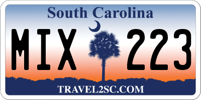 SC license plate MIX223