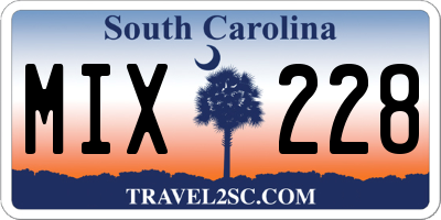 SC license plate MIX228