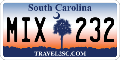 SC license plate MIX232