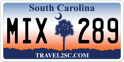 SC license plate MIX289