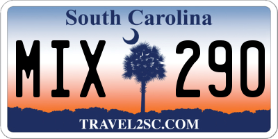 SC license plate MIX290