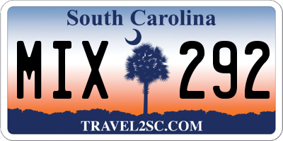 SC license plate MIX292