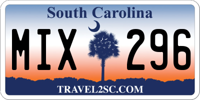 SC license plate MIX296