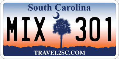 SC license plate MIX301