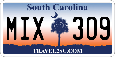 SC license plate MIX309