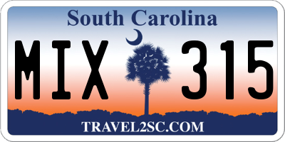 SC license plate MIX315