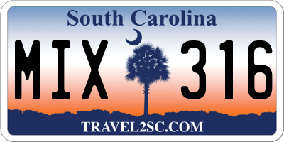 SC license plate MIX316