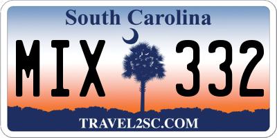 SC license plate MIX332