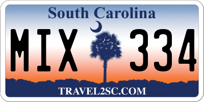 SC license plate MIX334