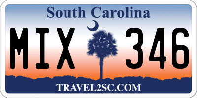 SC license plate MIX346