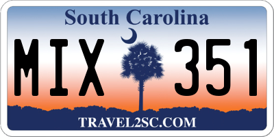 SC license plate MIX351