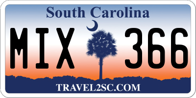 SC license plate MIX366