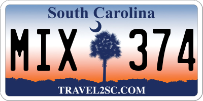 SC license plate MIX374