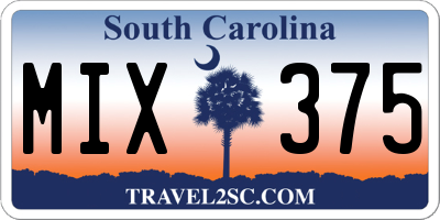 SC license plate MIX375