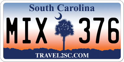 SC license plate MIX376