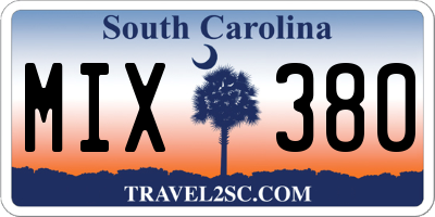 SC license plate MIX380