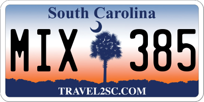 SC license plate MIX385