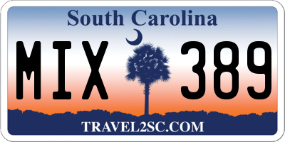 SC license plate MIX389