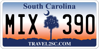 SC license plate MIX390