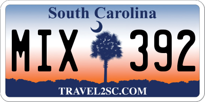 SC license plate MIX392