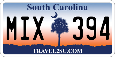 SC license plate MIX394