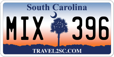 SC license plate MIX396