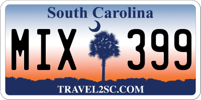 SC license plate MIX399